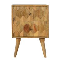 pineapple carved 2 drawer bedside