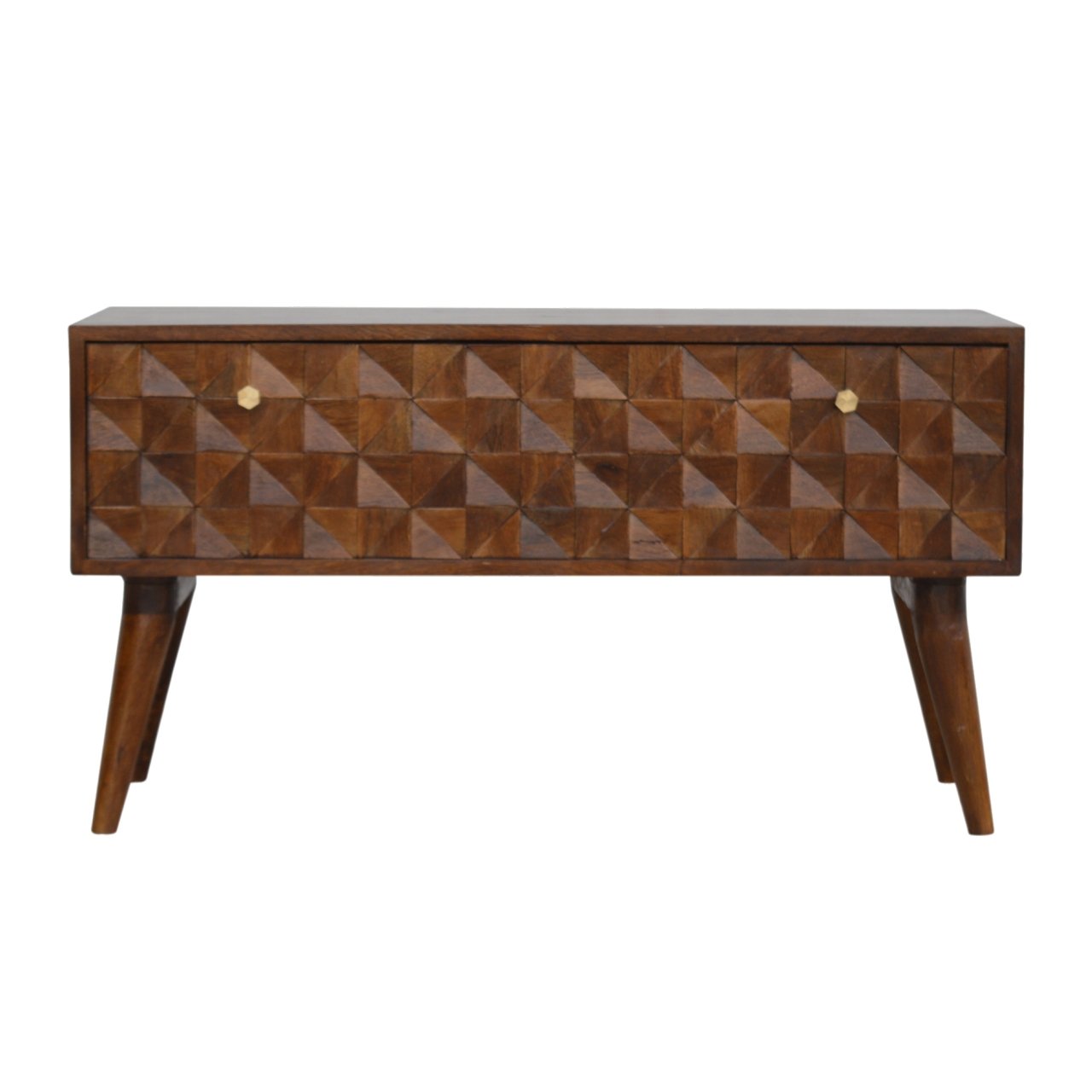 Hallway Bench with Diamond Carvings in Chestnut Color