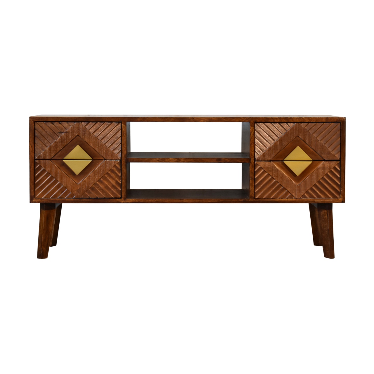 Large Wooden Chestnut Tv Cabinet