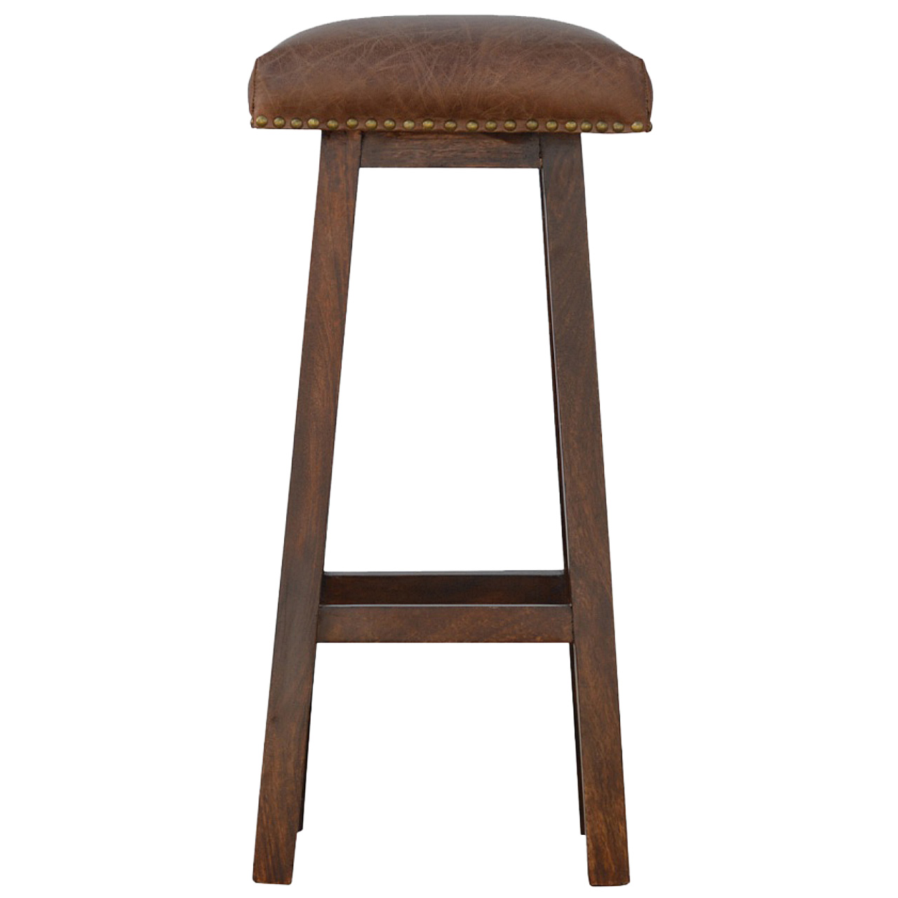 Brass-studded bar stool